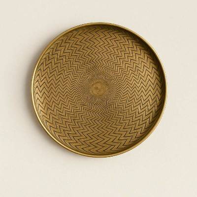House Doctor Podnos Rattan s mosazným lemem Large ø 20 cm