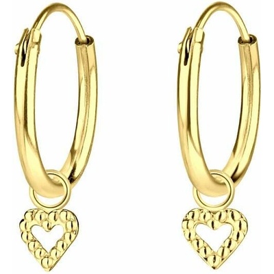 Nefertitis 11557 Stříbrné kruhové náušnice GOLD HEART NF56637