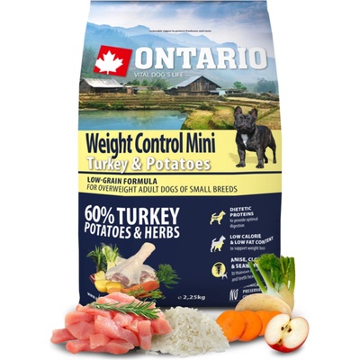 Ontario Mini Weight Control Turkey & Potatoes 2,25 kg