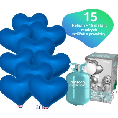 Balonky.cz Helium set helium a balónky IBREX srdce tmavě modré
