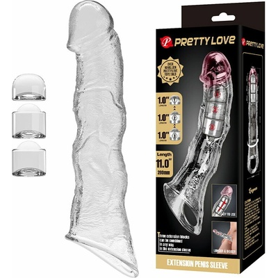 Pretty Love Extension Penis Sleeve Transparent - prodlužující návlek na penis 28 cm