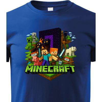 Dětské tričkoMinecraft 3 ModráCanvas Dětské tričko Bezvatriko.cz 3188