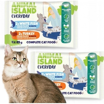 Animal Island Everyday Turkey and White fish fillets in broth 4 x 85 g