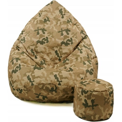 JAKS Sedací vak s podnožkou military