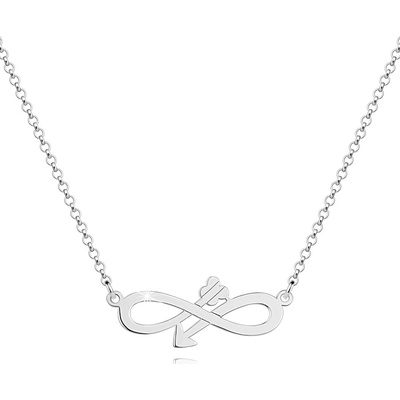 Šperky eshop Náhrdelník ze stříbra - plochý symbol nekonečna, šíp a motýlí křídla G12.06