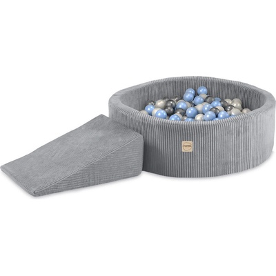 PLUSH NEST PLUSH NEST Suchý bazén s herným prvkom (trojuholník) 90 × 30 cm a 200 loptičkami, sivý