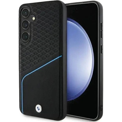 BMW Кейс BMW BMHMS24S23RDCLK за Samsung Galaxy S24 S921, черен / черен, твърд, Signature Leather Textured & Line MagSafe (3666339241636)
