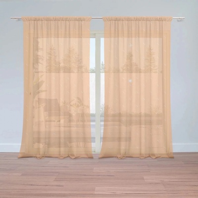 Záclony Bílé čárky na oranžové: 2 ks - 150x250 cm - Sablio