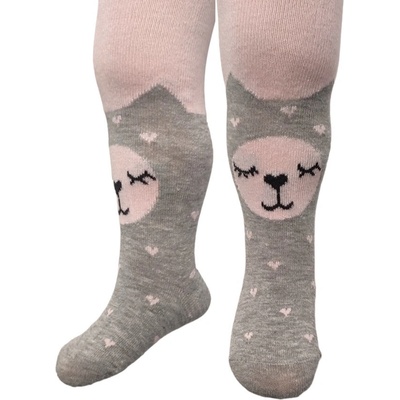 detské pančuchy dievča ružovo sivé so spiacim mačiatkom