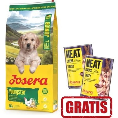 Josera YoungStar - Без зърнени култури 12, 5кг + 2 х 400 г БЕЗПЛАТНО