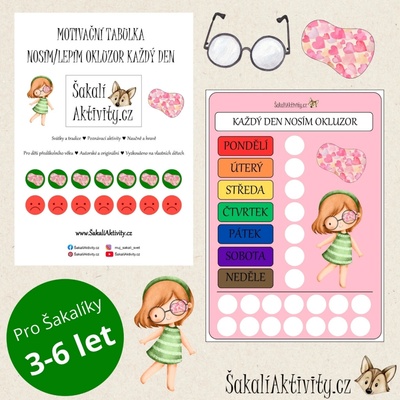Motivační tabulka - OKLUZOR - 1x denně, dívka Provedení: Tištěný + laminovaný soubor