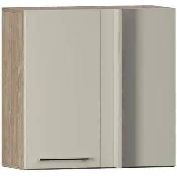 Горен ъглов кухненски шкаф Domino Havana L73 дъб хавана и кашмир супер гланц