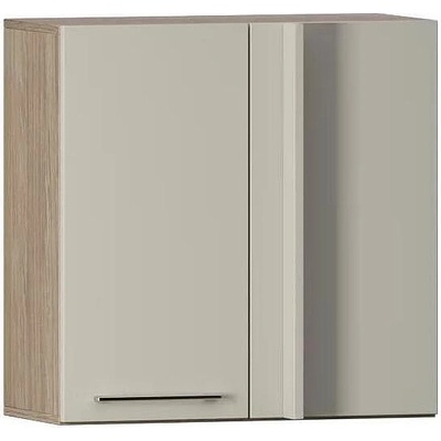 Горен ъглов кухненски шкаф Domino Havana L73 дъб хавана и кашмир супер гланц