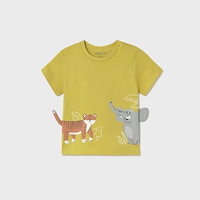 MAYORAL Жълта тениска къс ръкав play amigos с животни за мини момче Майорал