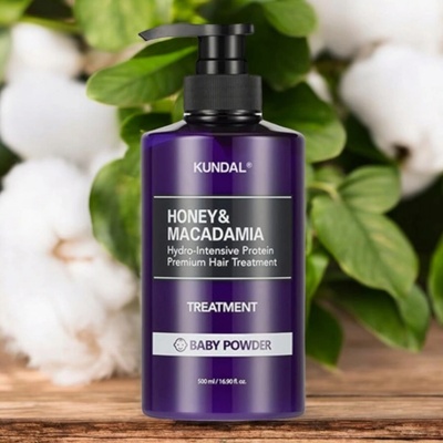 KUNDAL Honey & Macadamia Treatment kůra na vlasy Baby Powder 500 ml