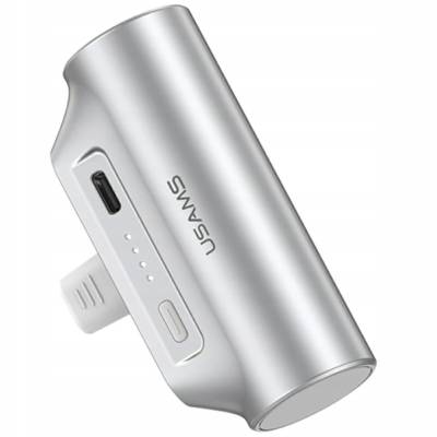 USAMS PB79 Mini Tail Plug 3000mAh USB-C сребрист Power Bank (3KCD24802) (3KCD24802)