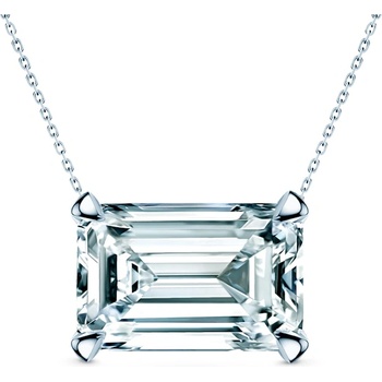 SAVICKI Колие Share Your Love: бяло злато, лабораторни диаманти с шлифовка "смарагд