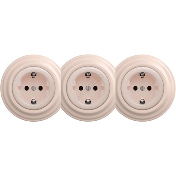 Image 1 of Reblig - Тройна ретро домашна розетка SCHUKO 230V с рамка, старо розово (RG0121B)