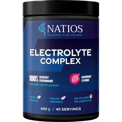 Natios Electrolyte Complex, Elektrolyt komplex, Malina, 600 g