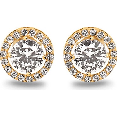 iZlato Forever Luxusné napichovacie náušnice so zirkónmi 9 mm, 14K IZ27493