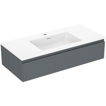 Mexen Rivel баня шкаф 100 см с умивалник Otis, 1 чекмедже, набраздена, графит мат/бял мат - 91A20-10023-1-BF66-W18M01 (91A20-10023-1-BF66-W18M01)