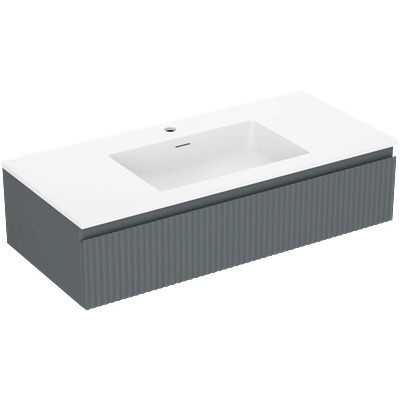 Mexen Rivel баня шкаф 100 см с умивалник Otis, 1 чекмедже, набраздена, графит мат/бял мат - 91A20-10023-1-BF66-W18M01 (91A20-10023-1-BF66-W18M01)