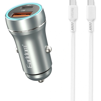 Earldom Зарядно устройство за кола Earldom ES-CC29, 30W, USB QC3.0, PD, С Type-C PD кабел, Сребрист - 40351 (40351)
