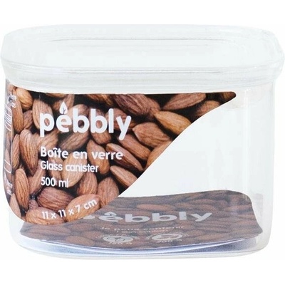 Pebbly PKV-043 Dóza sklenená štvorec sklenené veko 500 ml