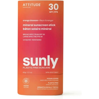 ATTITUDE100% minerálna ochranná tyčinka na celé telo SPF 30 s vôňou Orange Blossom 60 g