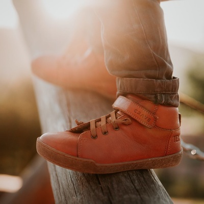 Crave Bergen Winter dětské zimní zateplené barefoot boty cognac