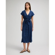 Wrangler Lee Belted Midi Dress tm.modrá