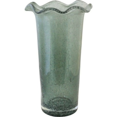 Zelená skleněná vysoká váza s volánkem Milla - Ø 13*22 cm - Strömshaga