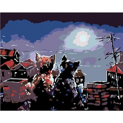 Zuty Malování podle čísel Koťata na střeše 50 x 40 cm vypnuté plátno na rám