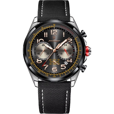 Poedagar Мъжки часовник Poedagar CS1853, естествена кожа, черен, черен циферблат (CS1853)