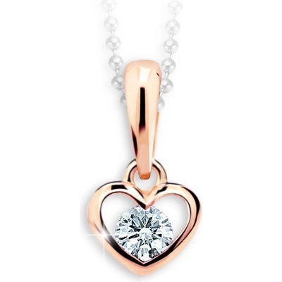 Danfil Dětský přívěsek srdíčko C1943 z růžového zlata s kamínkem White