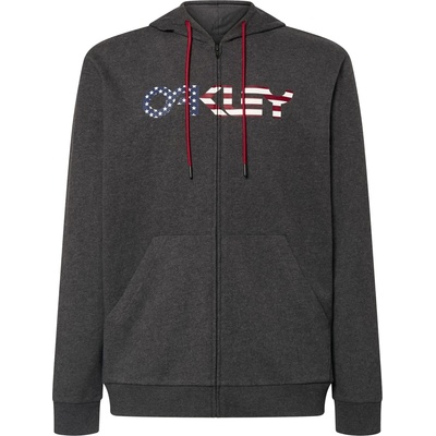 Oakley Мъжко яке за тренировка Oakley Teddy Full Zip Hoddie Training jacket - Dark Grey Heather / American Flag - размер XL (003-3532-0214)