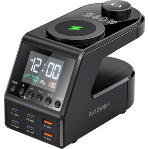 BlitzWolf Будилник Blitzwolf BW-FW10 със зарядна станция 2xUSB-A, 4xUSB-C, 240W (BW-FW10)