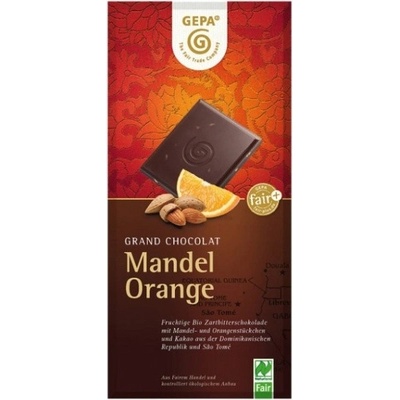 Gepa Bio hořká 55% s mandlemi a pomerančem, 100 g