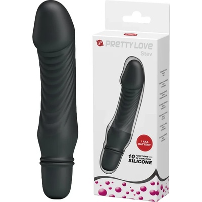Мини вибратор с 10 стимулиращи режима, 13, 5см. - Stev Black (DEBRA01330)