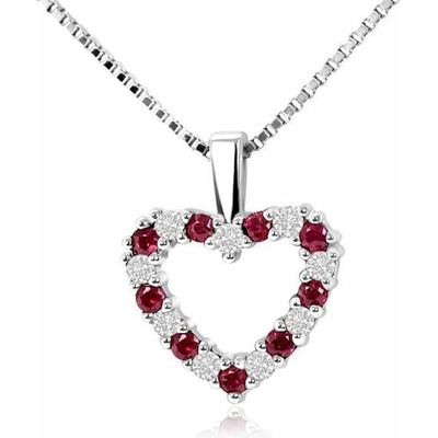 Eppi Zlaté srdíčko plné diamantů a rubínů v přívěsku Devamati P31238