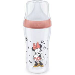 Nuk Бебешко шише Nuk Perfect Match - Temperature control, PP, 260 ml, размер М, Mickey червено (10216306) - ozone