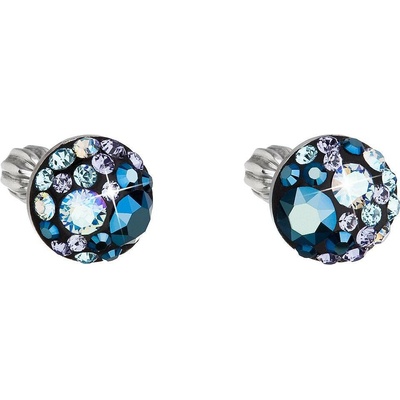 Pavona Stříbrné náušnice pecka s krystaly Swarovski modré kulaté 31336.3 blue style
