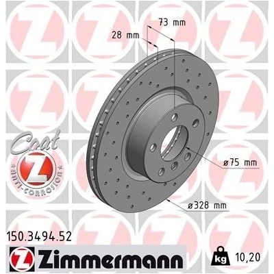 Brzdový kotúč (cena za 1ks) ZIMMERMANN 150.3494.52