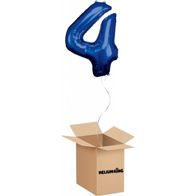 HeliumKing Balónový box Narodeninové číslo 4 modré 86 cm