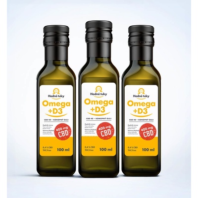 Hodné tuky Prémiový Omega +D3 konopný olej 1200 mg CBD 3 x 100 ml
