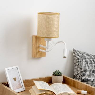 Brilagi - LED Аплик NUBILA WOOD 1xE27/25W/230V +LED/3W дъб/светлокафяво (BG1565Q)