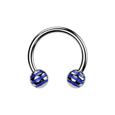 Šperky4U piercing podkova modré proužky PV01010