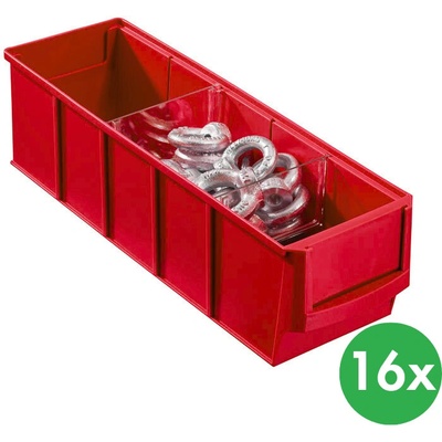 Allit Plastový regálový box ShelfBox typ A 91 x 300 x 81 mm 16 ks červený