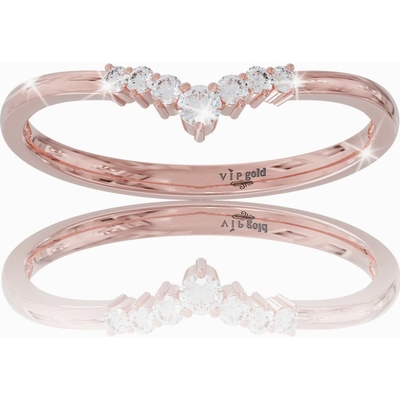 VIPgold Zlatý prsteň s bielymi zafírmi v červenom zlate R36019c S