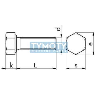 Skrutka šesťhranná celý závit DIN 933 M8x90-8.8 bez PÚ